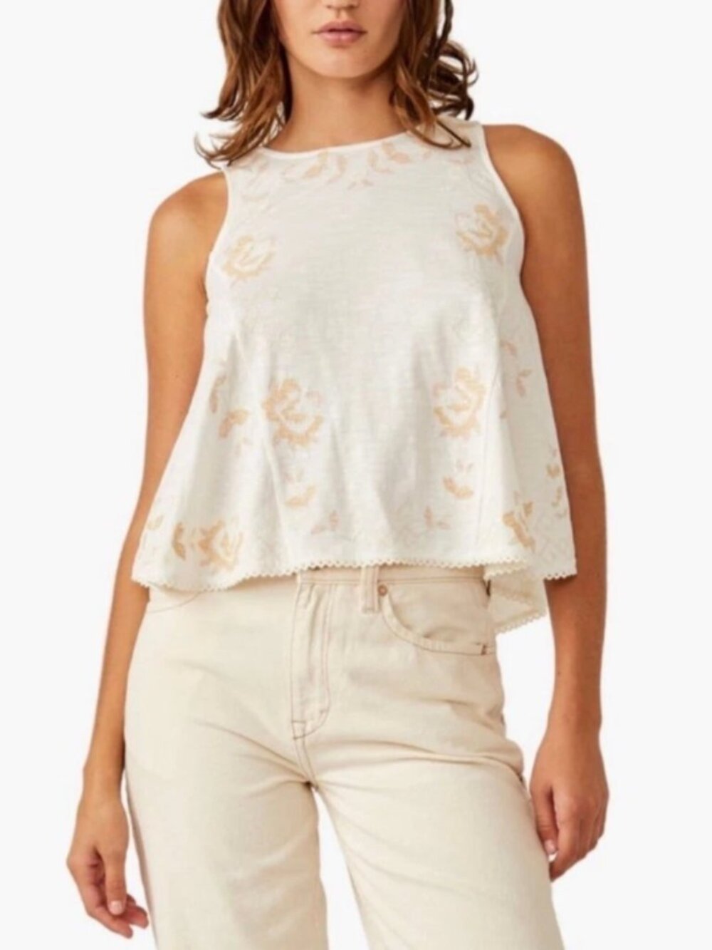 NWT Free People Fun and Flirty Embroidered Top